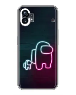 Чехол для Nothing Phone 1 с картинкой «Among Us неон-арт»