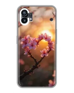 Чехол для Nothing Phone 1 с картинкой «Розовый цвет сердце на фоне заката»