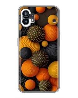 Чехол для Nothing Phone 1 с картинкой «Объемные оранжевые сферы»