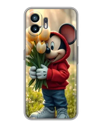 Чехол для Nothing Phone 2 с картинкой «Микки с тюльпанами» Чехол для Nothing Phone 2 с картинкой «Микки с тюльпанами»