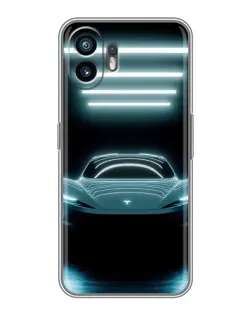 Чехол для Nothing Phone 2 с картинкой «Tesla в неоне» Чехол для Nothing Phone 2 с картинкой «Tesla в неоне»