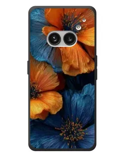 Чехол для Nothing Phone (2a) Plus с картинкой «Яркая сине-оранжевая флора»