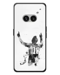 Чехол для Nothing Phone (2a) Plus с картинкой «Черно-белый силуэт Месси»