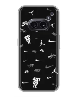 Чехол для Nothing Phone 2a с картинкой «Nike Black Pattern»