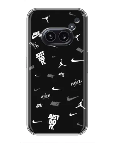 Чехол для Nothing Phone 2a с картинкой «Nike Black Pattern»