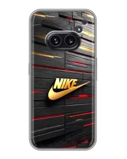 Чехол для Nothing Phone 2a с картинкой «Золотой Nike на металле»