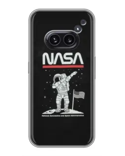 Чехол для Nothing Phone 2a с картинкой «NASA — шагаем по Луне»