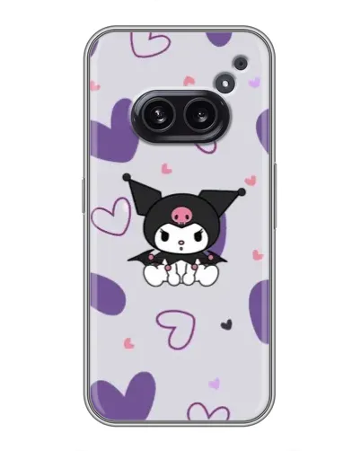 Чехол для Nothing Phone 2a с картинкой «Kuromi и лавандовые сердца»