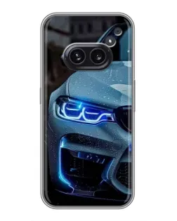 Чехол для Nothing Phone 2a с картинкой «Взгляд BMW с синими фарами»