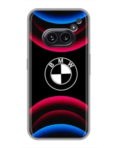 Чехол для Nothing Phone 2a с картинкой «Логотип BMW и неоновые дуги»