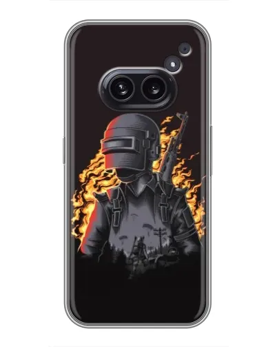 Чехол для Nothing Phone 2a с картинкой «PUBG — огненный силуэт»