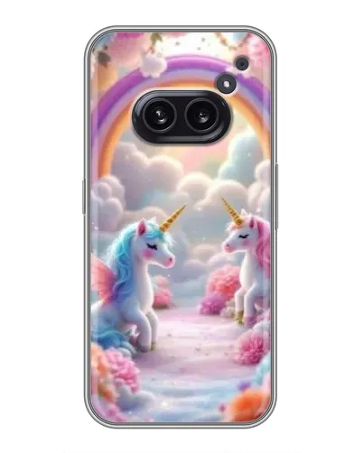 Чехол для Nothing Phone 2a с картинкой «Радуга и единороги»