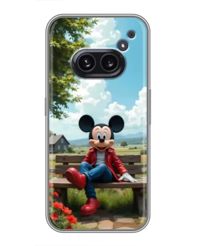 Чехол для Nothing Phone 2a с картинкой «Микки на скамейке»