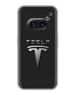 Чехол для Nothing Phone 2a с картинкой «Стальной логотип Tesla»