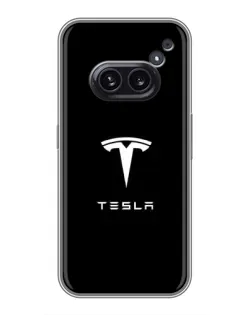 Чехол для Nothing Phone 2a с картинкой «Tesla White Logo»