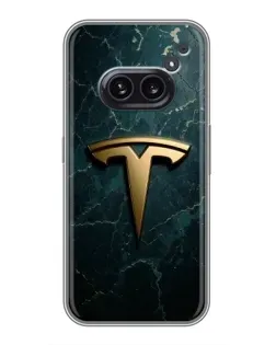 Чехол для Nothing Phone 2a с картинкой «Мраморная Tesla Gold»