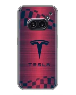 Чехол для Nothing Phone 2a с картинкой «Тесла красный карбон»