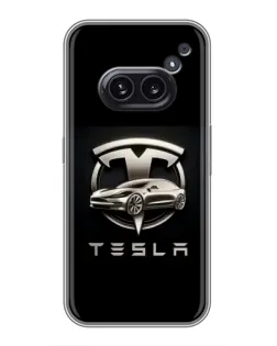 Чехол для Nothing Phone 2a с картинкой «Tesla — серебристое авто»