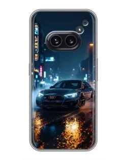 Чехол для Nothing Phone 2a с картинкой «Ночной город и Audi»