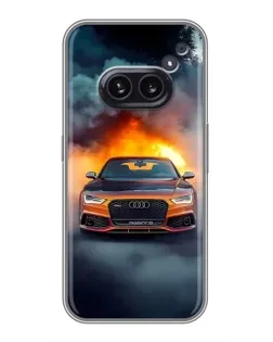 Чехол для Nothing Phone 2a с картинкой «Audi в огненном дыму»