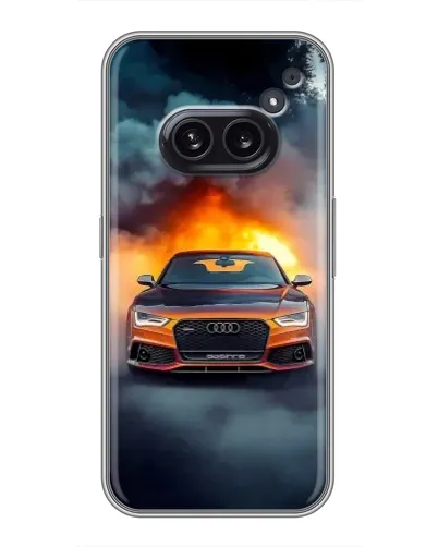 Чехол для Nothing Phone 2a с картинкой «Audi в огненном дыму»