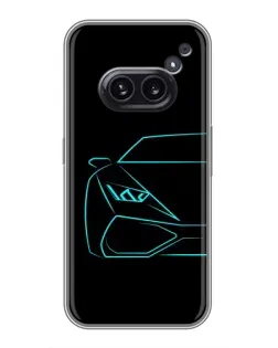 Чехол для Nothing Phone 2a с картинкой «Голубой силуэт Lamborghini»