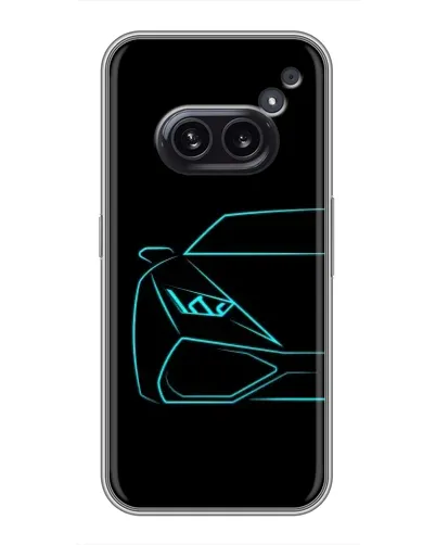 Чехол для Nothing Phone 2a с картинкой «Голубой силуэт Lamborghini»