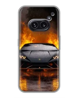 Чехол для Nothing Phone 2a с картинкой «Lamborghini в огне»