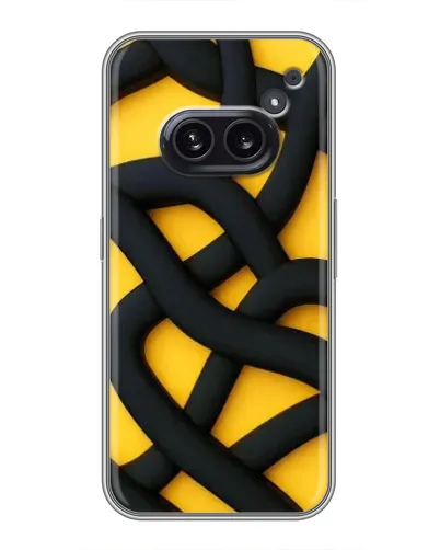 Чехол для Nothing Phone 2a с картинкой «Черное желтое переплетение»