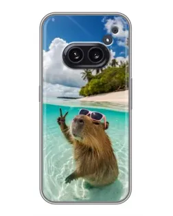 Чехол для Nothing Phone 2a с картинкой «Капибара на море»