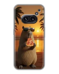 Чехол для Nothing Phone 2a с картинкой «Капибара с пиццей»