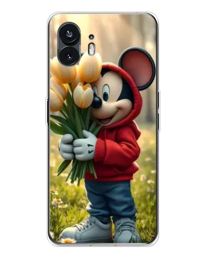 Чехол для Nothing Phone 3 с картинкой «Микки с тюльпанами»