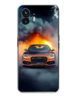 Чехол для Nothing Phone 3 с картинкой «Audi в огненном дыму»