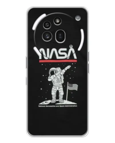 Чехол для Nothing Phone (3a) Pro с картинкой «NASA — шагаем по Луне»