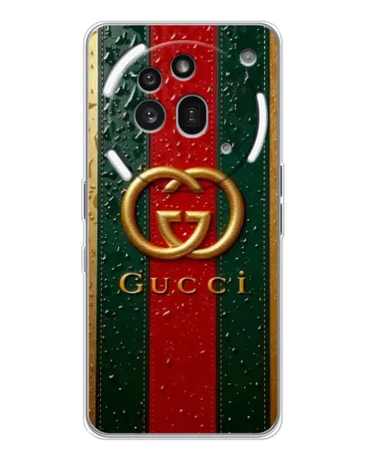 Чехол для Nothing Phone (3a) Pro с картинкой «Gucci — фирменная полоса и золото» Чехол для Nothing Phone (3a) Pro с картинкой «Gucci — фирменная полоса и золото»