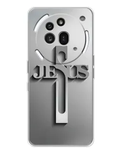 Чехол для Nothing Phone (3a) Pro с картинкой «Металлический крест Jesus» Чехол для Nothing Phone (3a) Pro с картинкой «Металлический крест Jesus»