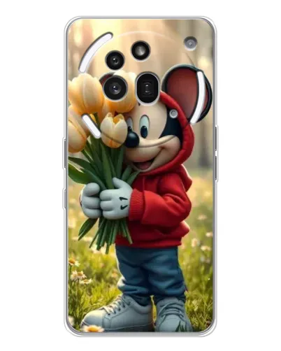 Чехол для Nothing Phone (3a) Pro с картинкой «Микки с тюльпанами»