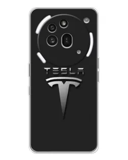 Чехол для Nothing Phone (3a) Pro с картинкой «Стальной логотип Tesla» Чехол для Nothing Phone (3a) Pro с картинкой «Стальной логотип Tesla»