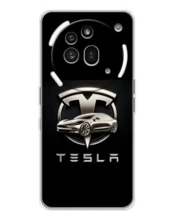 Чехол для Nothing Phone (3a) Pro с картинкой «Tesla — серебристое авто» Чехол для Nothing Phone (3a) Pro с картинкой «Tesla — серебристое авто»