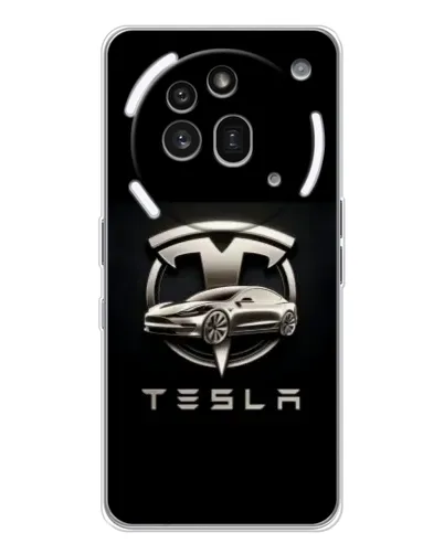 Чехол для Nothing Phone (3a) Pro с картинкой «Tesla — серебристое авто» Чехол для Nothing Phone (3a) Pro с картинкой «Tesla — серебристое авто»