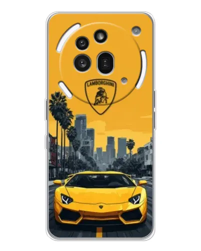 Чехол для Nothing Phone (3a) Pro с картинкой «Желтый Lamborghini город»