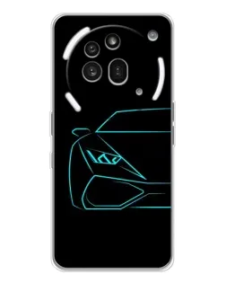 Чехол для Nothing Phone (3a) Pro с картинкой «Голубой силуэт Lamborghini» Чехол для Nothing Phone (3a) Pro с картинкой «Голубой силуэт Lamborghini»