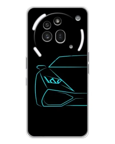 Чехол для Nothing Phone (3a) Pro с картинкой «Голубой силуэт Lamborghini»