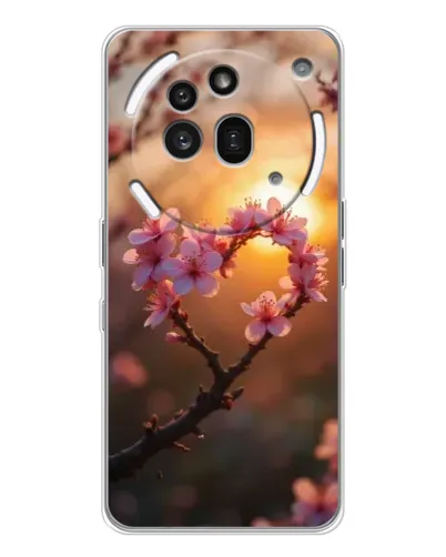 Чехол для Nothing Phone (3a) Pro с картинкой «Розовый цвет сердце на фоне заката» Чехол для Nothing Phone (3a) Pro с картинкой «Розовый цвет сердце на фоне заката»
