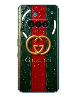 Чехол для Nothing Phone (3a) с картинкой «Gucci — фирменная полоса и золото»