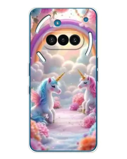 Чехол для Nothing Phone (3a) с картинкой «Радуга и единороги»
