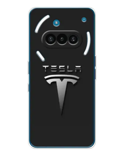 Чехол для Nothing Phone (3a) с картинкой «Стальной логотип Tesla»