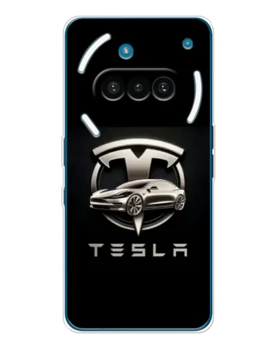 Чехол для Nothing Phone (3a) с картинкой «Tesla — серебристое авто»