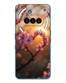 Чехол для Nothing Phone (3a) с картинкой «Розовый цвет сердце на фоне заката»
