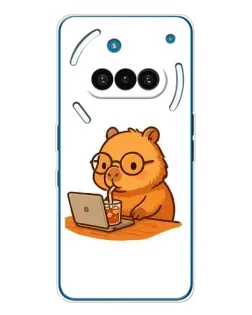 Чехол для Nothing Phone (3a) с картинкой «Капибара с ноутбуком»